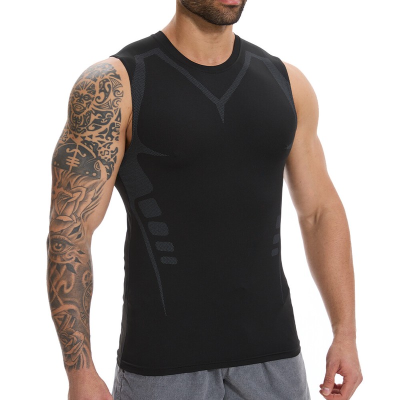 Men Compression Shirt Version Ionic Shaping Sleeveless Vest Sport Tank Top S-2XL gallery