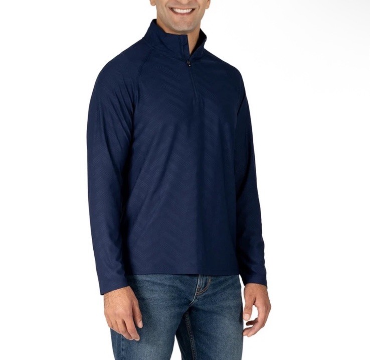 Gerry Men's Active Quarter Zip Full Sleeve Shirt, Blue, M gallery