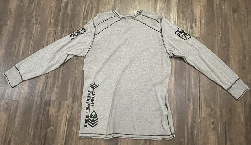 Affliction Mens XL Reversible Long Sleeve Thermal Eagle / Skull / American Flag gallery