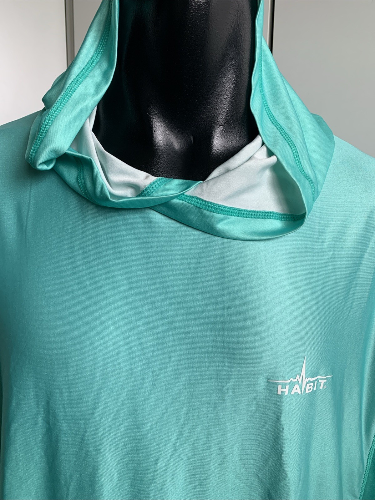 Habit Solar Factor men’s size 2XL teal long sleeve UPF 40+ pullover shirt hooded gallery
