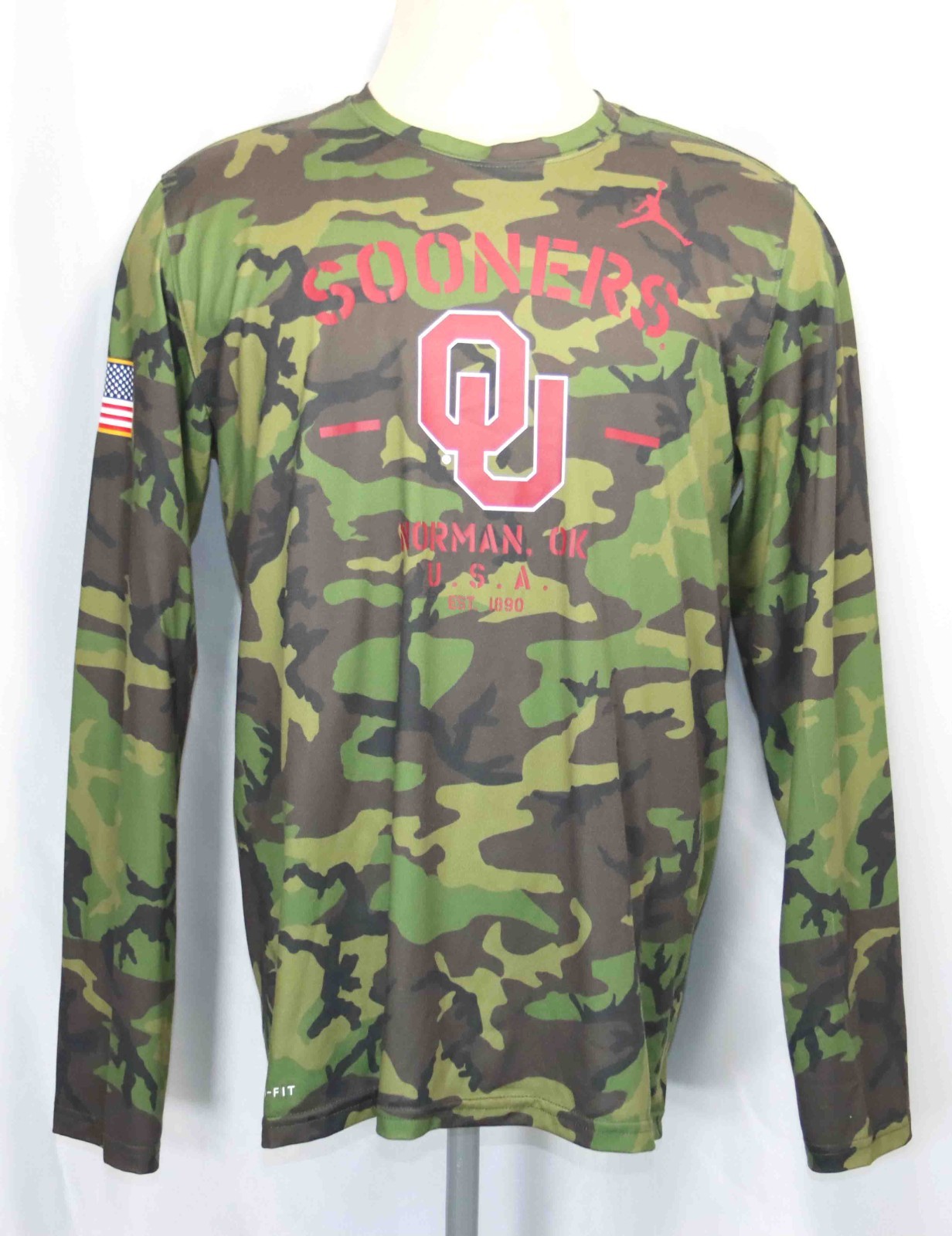 Nike Jordan Jumpman Military Salute Oklahoma Sooners Camo Dri-Fit Shirt Mens Lg gallery