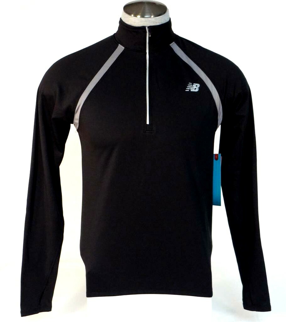 New Balance NB Dry NB Heat Black 1/2 Zip Long Sleeve Running Shirt Men's NWT gallery