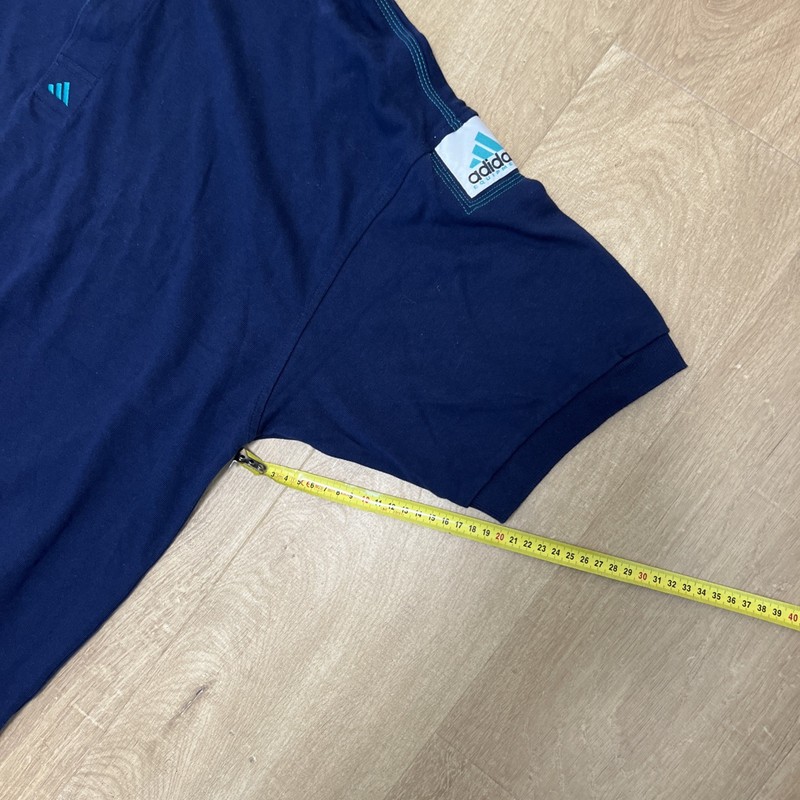Adidas Equipment Polo Shirt Men's Blue Vintage Short Sleeved 1/4 Button size XL gallery