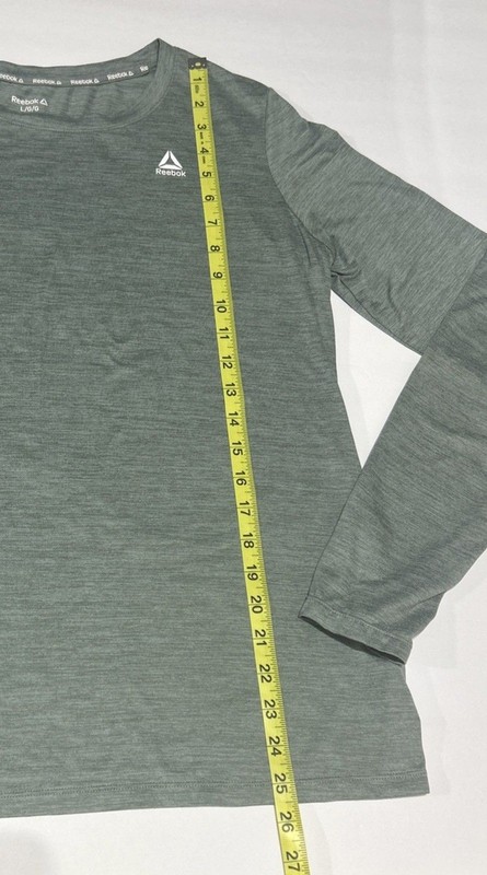 Reebok Men's Heather Sage Green Long Sleeve Active Training Shirt Large gallery