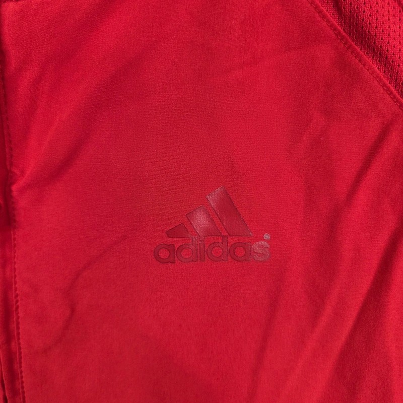 Mens Adidas Red Athletic Vented Windbreaker Shirt 1/2 Zip Short Sleeve Size L gallery