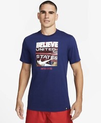 Nike USA Tee Mens Believe United States Patriotic Crew Soccer T Shirt Blue Sz S