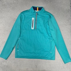 Peter Millar Weld Elite Hybrid Sweater Men’s Sz L Green Zip Pocket Golf 1/4 Zip