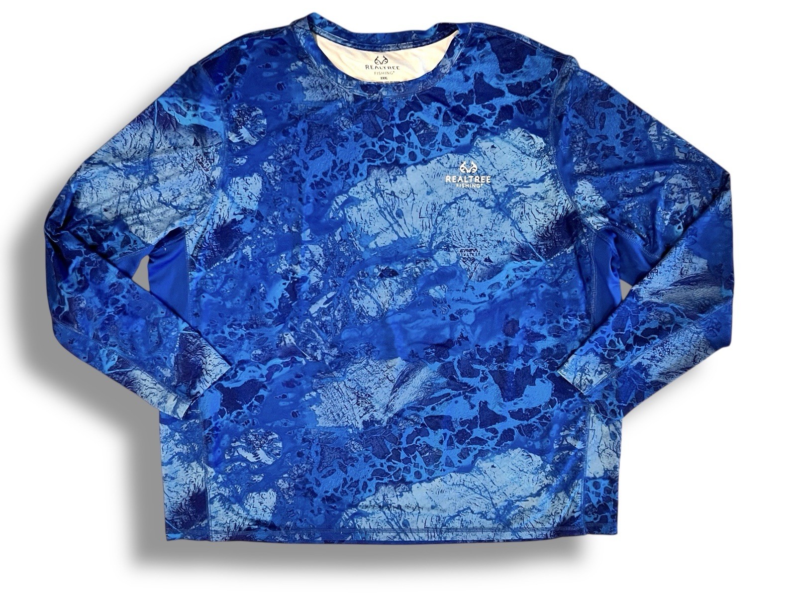 REALTREE FISHING Mens 3XL Blue Marbled Wave LS Performance Vented Wicking gallery