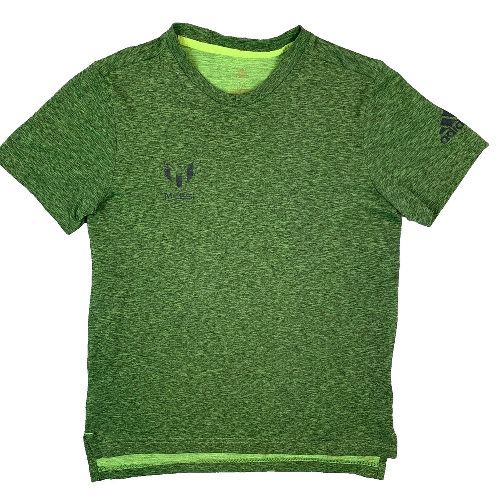 Adidas Messi Green Marl Short Sleeve Workout T Shirt Size Men's Medium