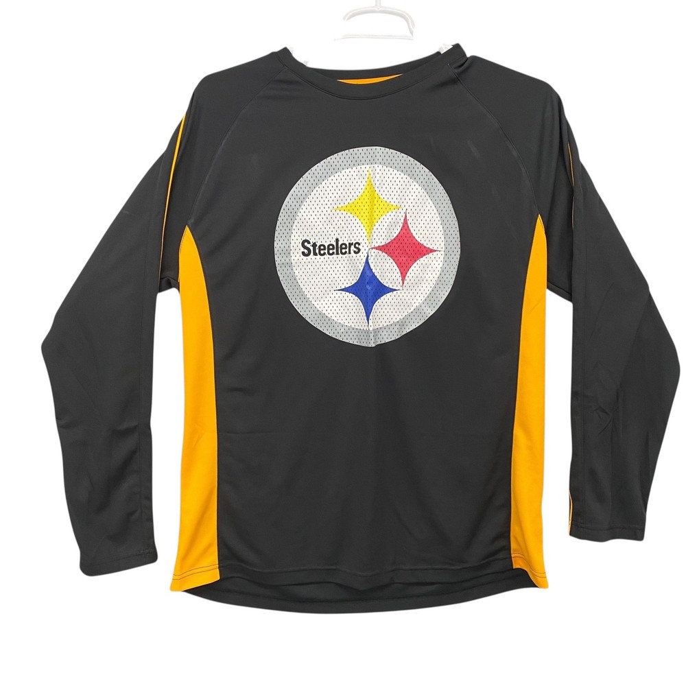 Mens Pittsburgh Steelers NFL Team Apparel Long Sleeve T Shirt XL Black Gold