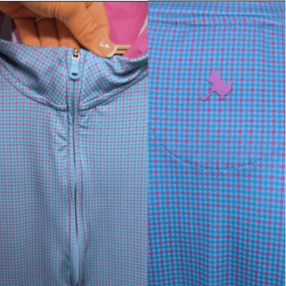 Birdie Bound Quarter Zip Pullover Mens 2XL Blue Pink Houndstooth Golf Golfcore gallery