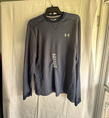 Under Armour Men’s Blue Lightweight Knit Logo Crew Neck Long Sleeve Shirt L