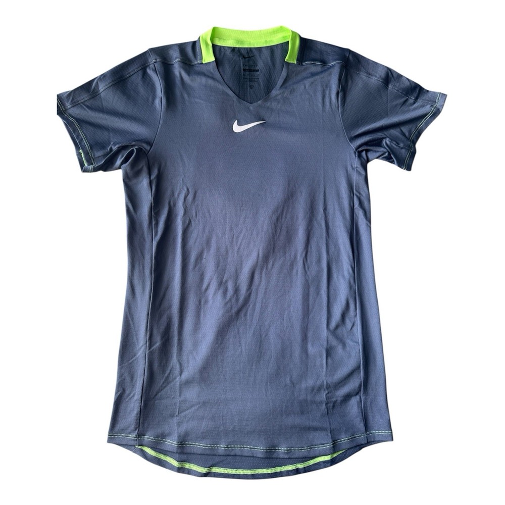 Nike Court Dri-Fit Tennis Shirt Tour Blue Player Issue Exclusive DR6548-491 XS