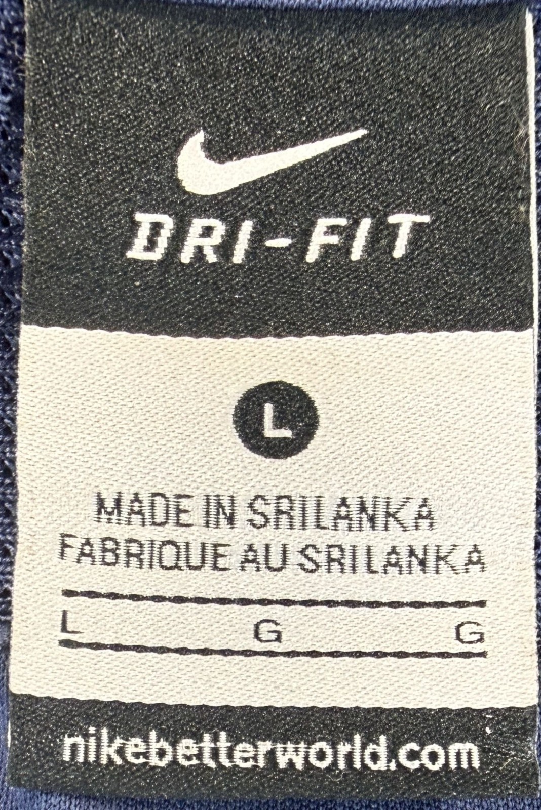 Nike Dri-FIT Soccer Jersey Men’s Large Navy Black Blue Mesh Short Sleeve gallery