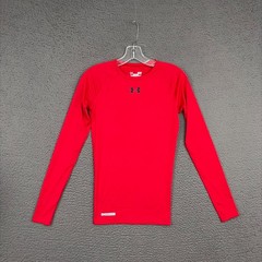 Under Armour Compression Shirt Mens Small Red Long Sleeve Stretch Activewear Gym