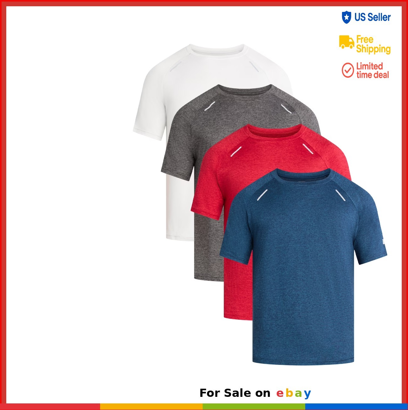 Men's Running Tech Tee 4 Pack Moisture Wicking Short Sleeve Athletic Shirt gallery