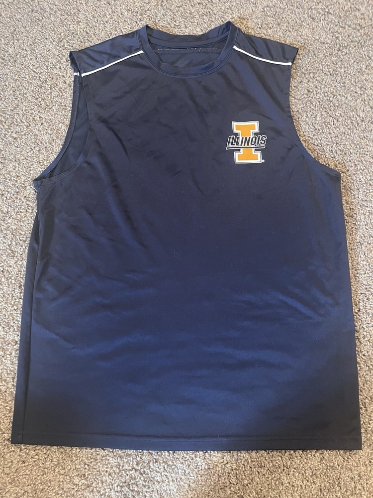 Mens Illinois Fighting Illini Tank Muscle Sleeveless Navy M/L See Measurements