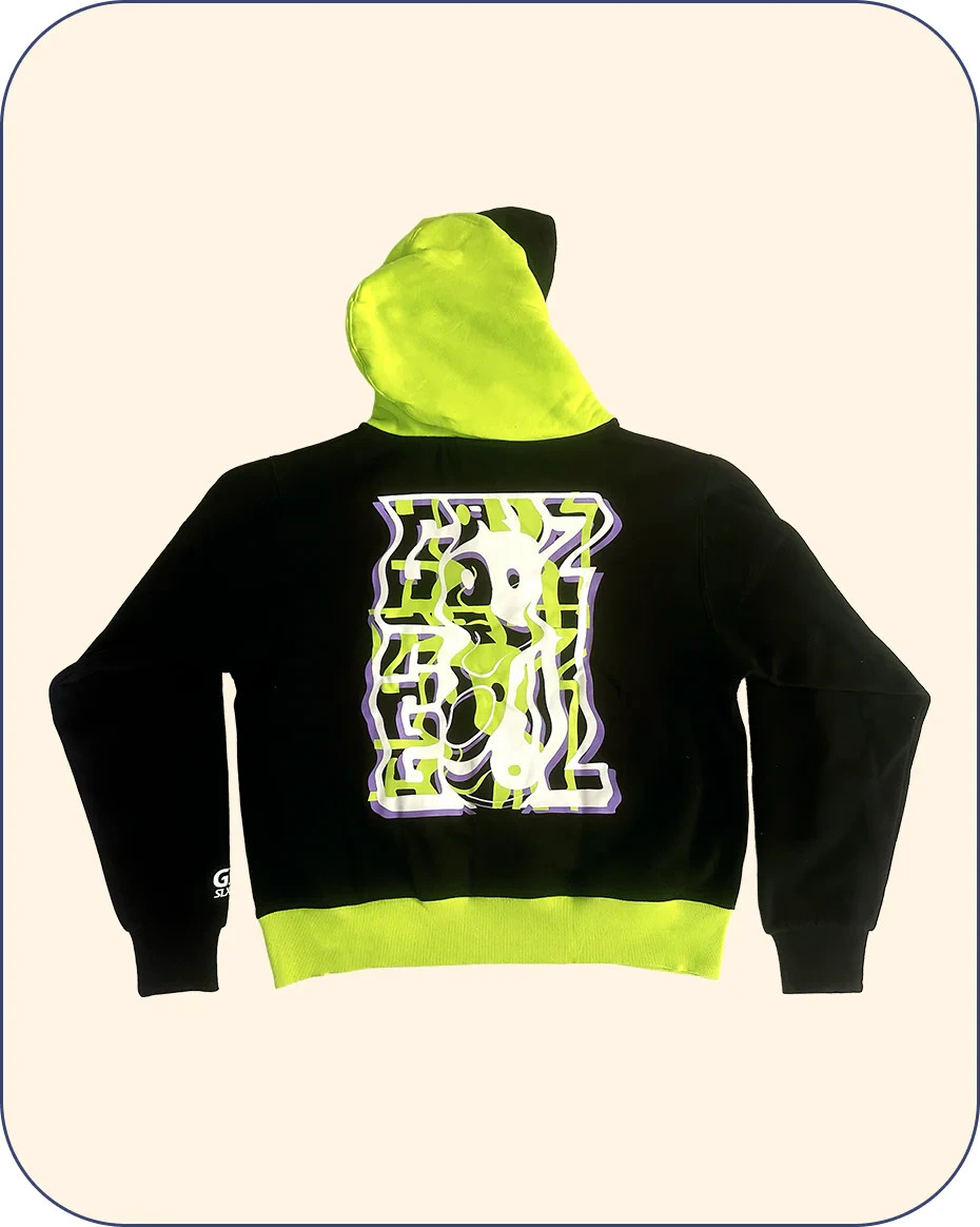 GRiZ - Double-Hooded "Sportsball Warmup" Pullover Hoodie in Black Slime Size 2XL gallery