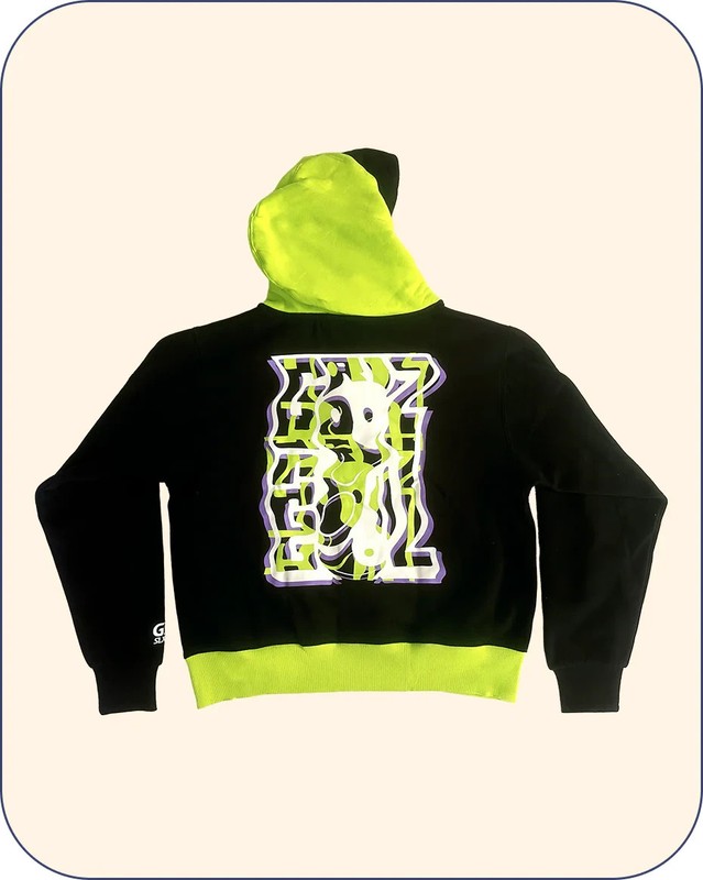 GRiZ - Double-Hooded "Sportsball Warmup" Pullover Hoodie in Black Slime Size 2XL gallery