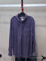 Territory Ahead Plum Terry Cloth Plaid LONG SLEEVE SHIRT XL 17.5 x 35/36