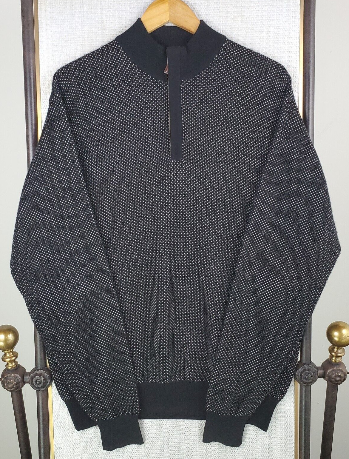 PETER MILLAR Size Large Mens Wool / Cashmere Birdseye Sweater 1/4 Zip Pullover gallery