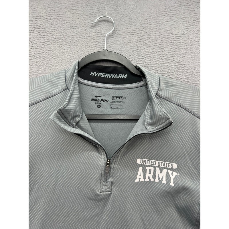 Nike Pro Pullover Hyperwarm US Army Quarter Zip Mens Medium Grey Drifit gallery