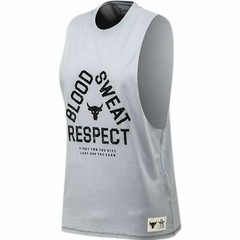Under Armour Mens Large Project Rock Blood Sweat Respect Tank Gray 1346097-011