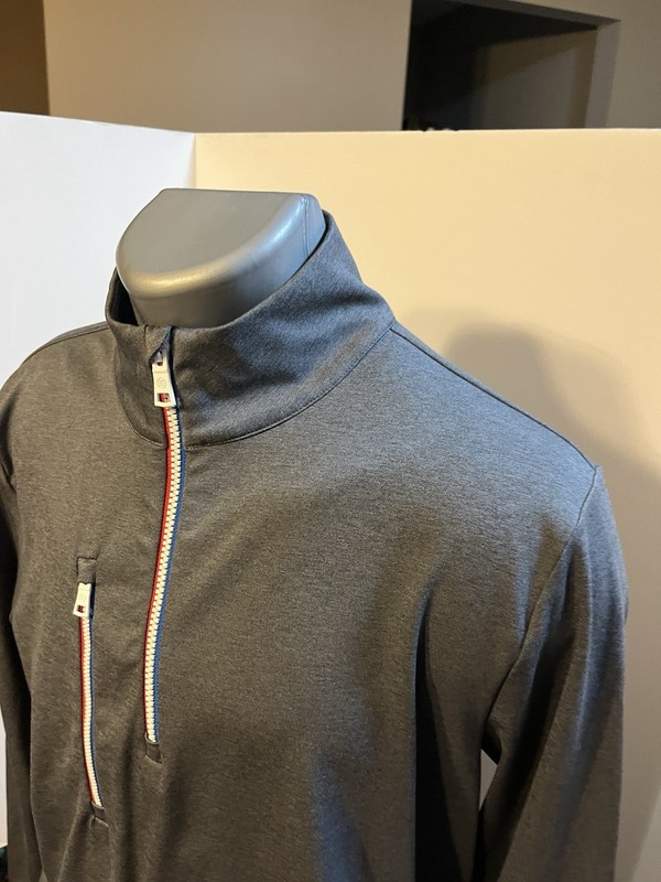 G/FORE Men’s LS 1/4 Zip Pullover Gray Poly Blend Athletic Cut Meadowbrook Logo gallery