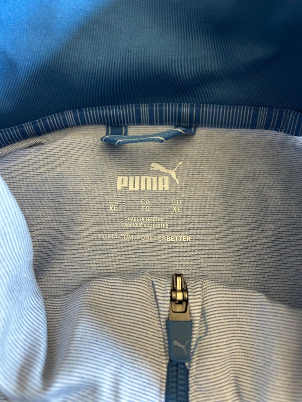 Puma Light Blue Striped Quarter-Zip Pullover gallery
