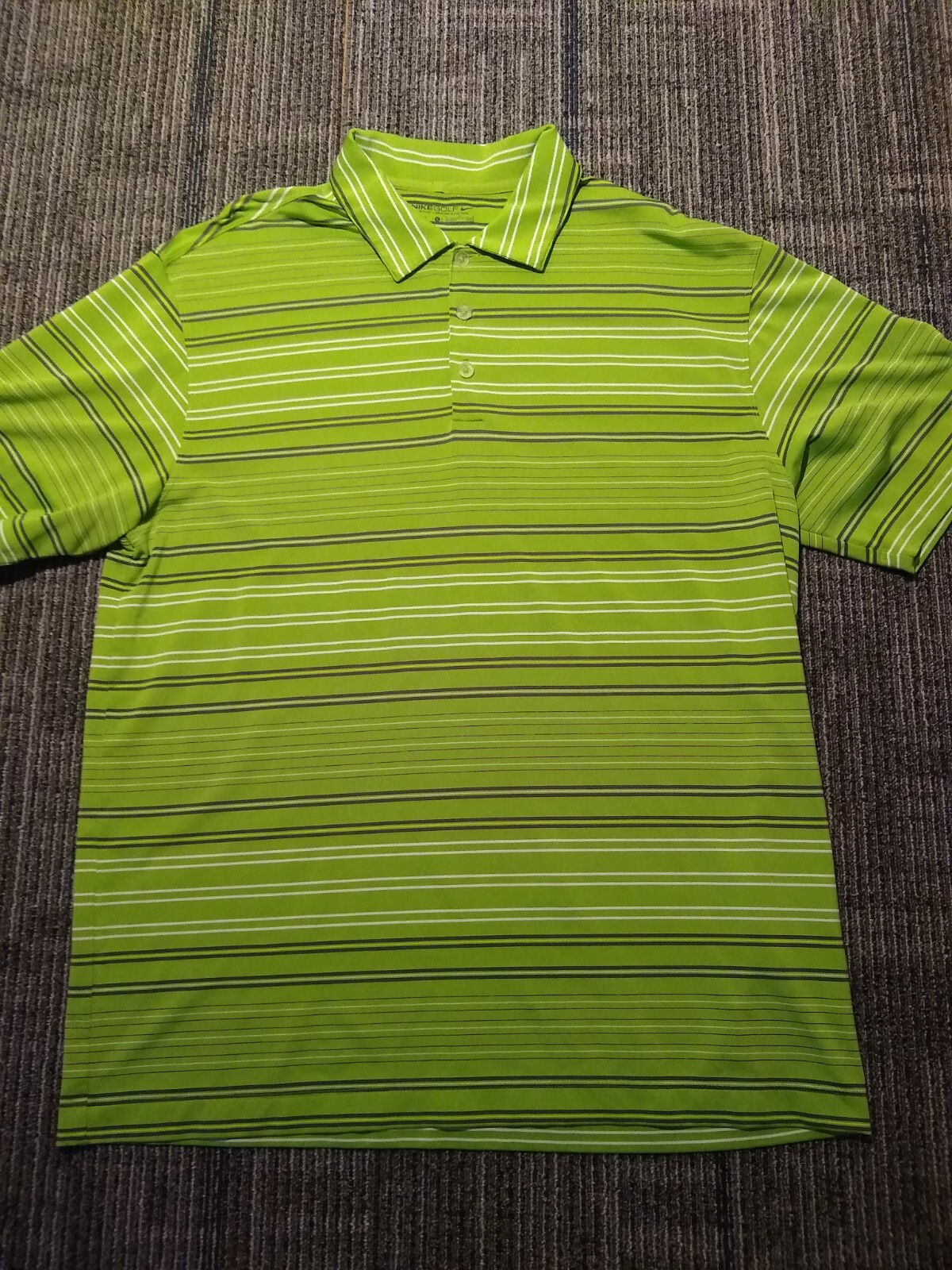 Nike Dri-Fit Golf Men's Large Polo Shirt Green White Red Stretch Short Sleeve gallery