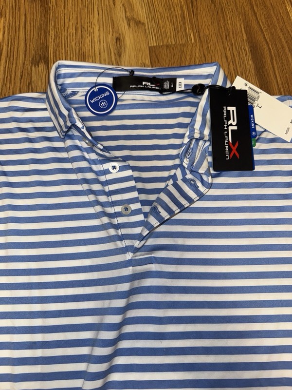 RLX Ralph Lauren Mens Wicking Polo Golf Striped Shirt - Large - New with Tags gallery