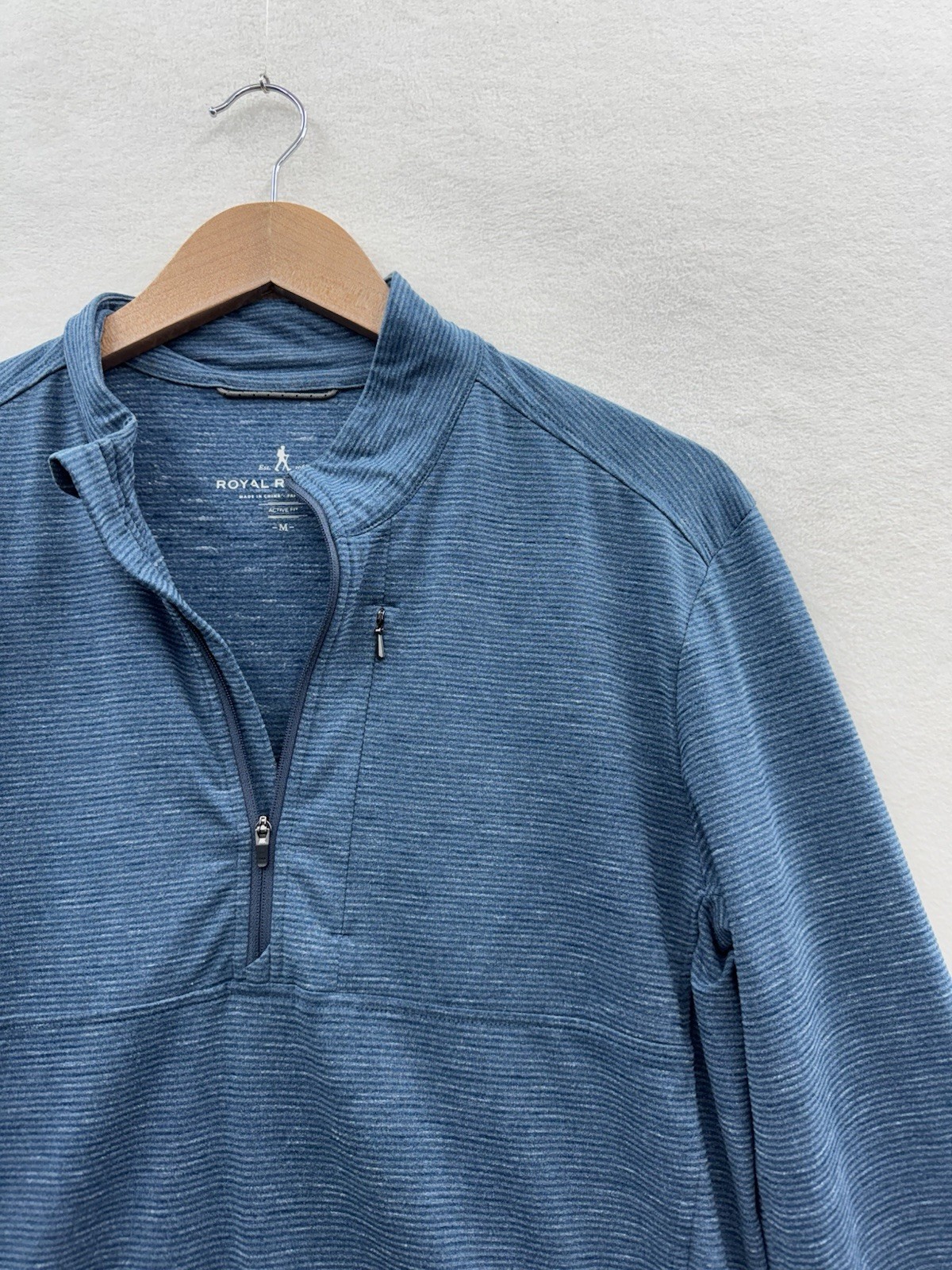 Royal Robbins Mens Medium Pullover Active Quarter Zip Blue Heathered Stripe gallery