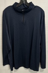 Real Essentials Navy 1/4 Zip Athletic LS Shirt 2XL, Lightweight Sporty Casual