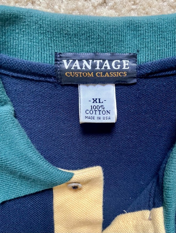 Vantage GE General Electric Logo Navy Blue Color Block Golf Polo Shirt Mens XL gallery