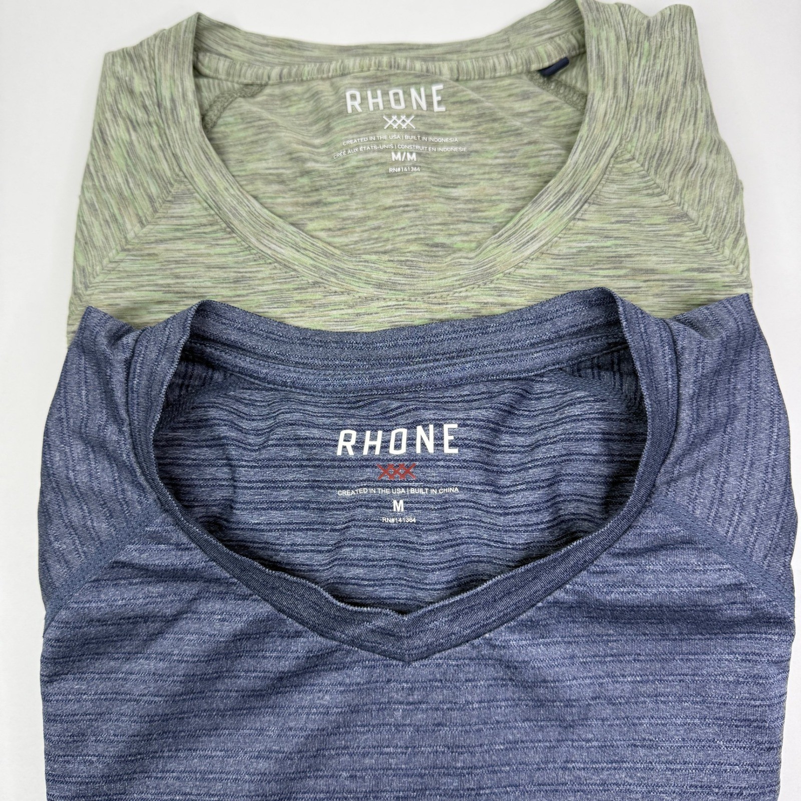 Rhone Mens M Reign and Element Performance Training T-Shirts Bundle Blue Green gallery
