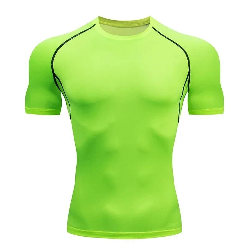 Men Compression Running T Shirt Fitness Tight Short Sleeve Tshirt Training Gym gallery