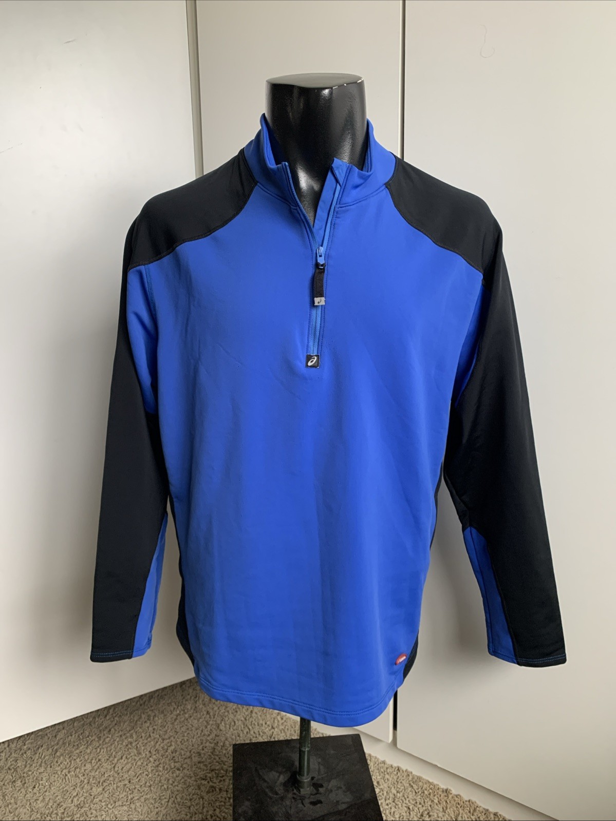 Asics men’s size Large semi-fitted blue 1/4 zip pullover Duo Tech Stretch Top gallery