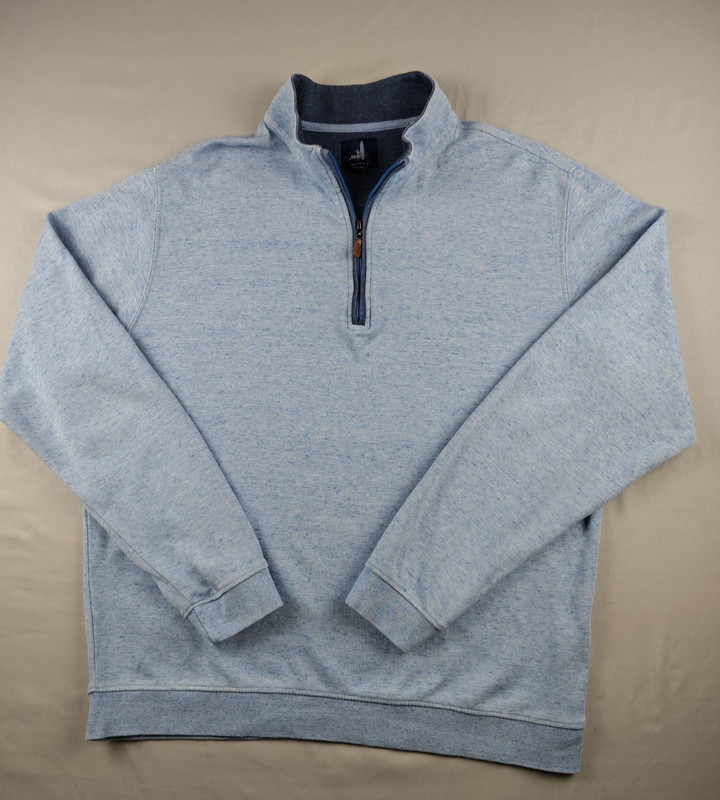 Johnnie-O Quarter Zip Pullover Sully Mens L Light Blue Heather Sweatshirt *Read gallery