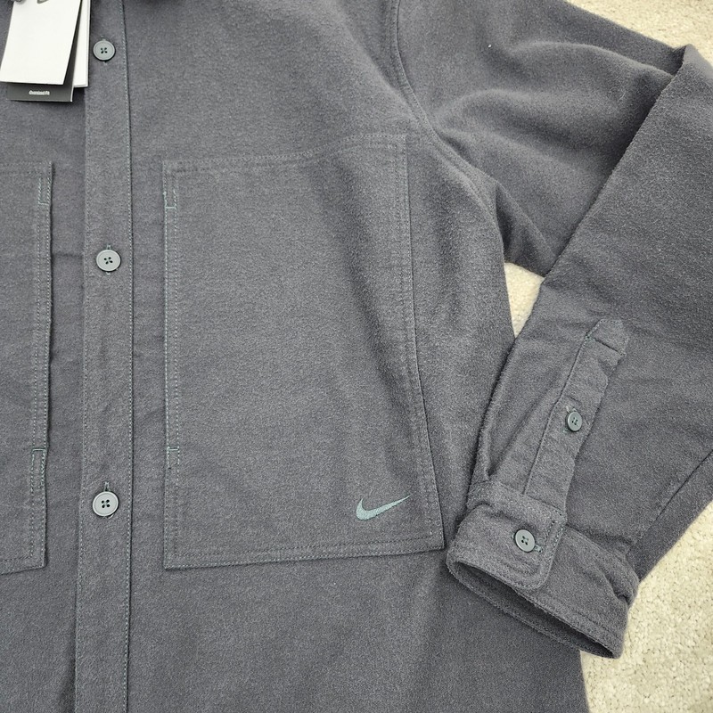 Nike Men Medium Nike Life Long-Sleeve Chamois Field Shirt Anthracite FB7742-060 gallery