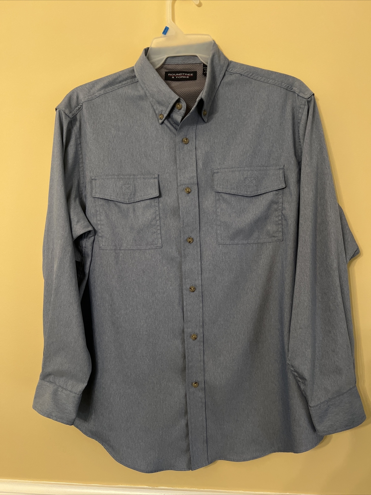 Roundtree Yorke Blue PERFORMANCE VENTED Men Long Sleeves Shirt Large gallery