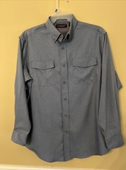 Roundtree Yorke Blue PERFORMANCE VENTED Men Long Sleeves Shirt Large