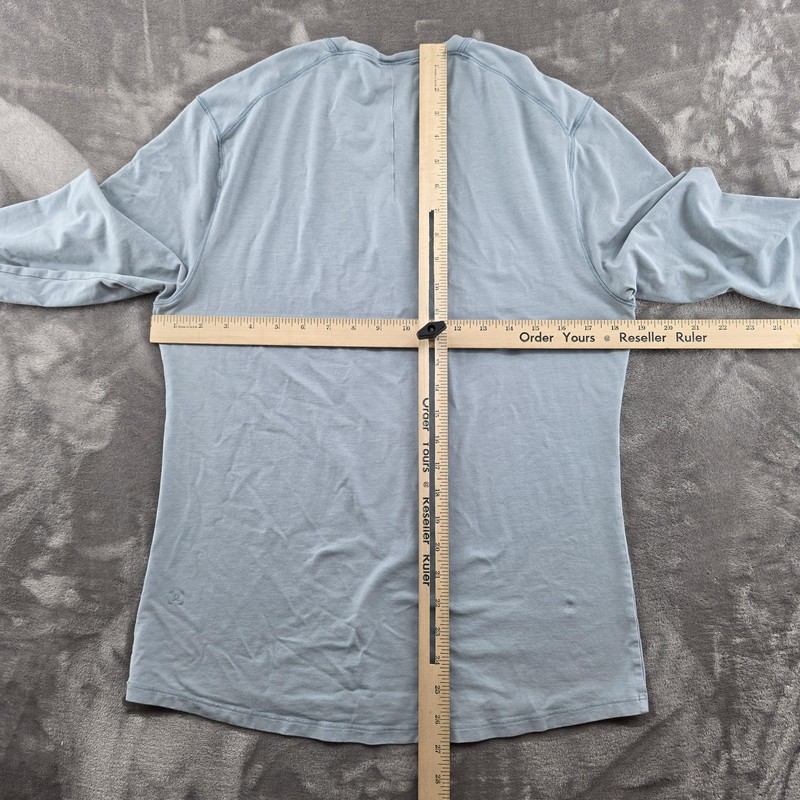 Lululemon Shirt Mens Medium Blue Long Sleeve Henley Performance Athletic Top gallery