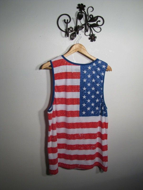 Brooklyn Cloth MFG. Co. American Flag 3 Button Placket Tank Top Size XL gallery