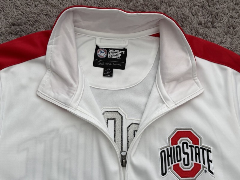 G-III Ohio State Buckeyes Jacket OSU Full Zip White Red Men's Size Large NEW gallery