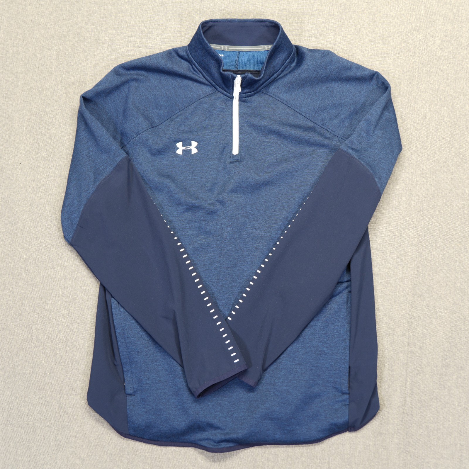 Under Armour Sweater Mens Large Blue Qualifier Hybrid 1/4 Zip Coldgear With Logo gallery