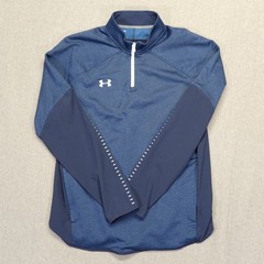 Under Armour Sweater Mens Large Blue Qualifier Hybrid 1/4 Zip Coldgear With Logo