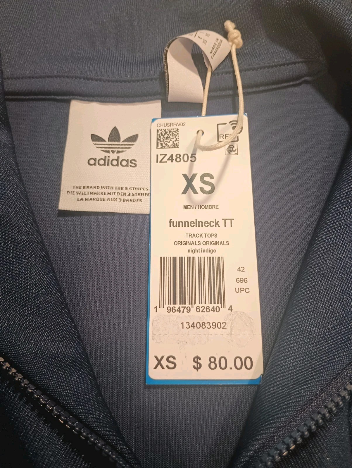 Men's ADIDAS Funnel Neck TT Track Top Jacket/Pullover, Size XS - NWT! $80 MSRP gallery