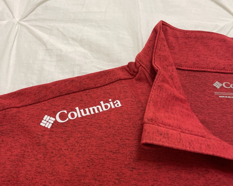 EUC! Columbia Golf Heathered Red Omni-Wick Dynamic 1/4 Zip Pullover Shirt Mens L gallery