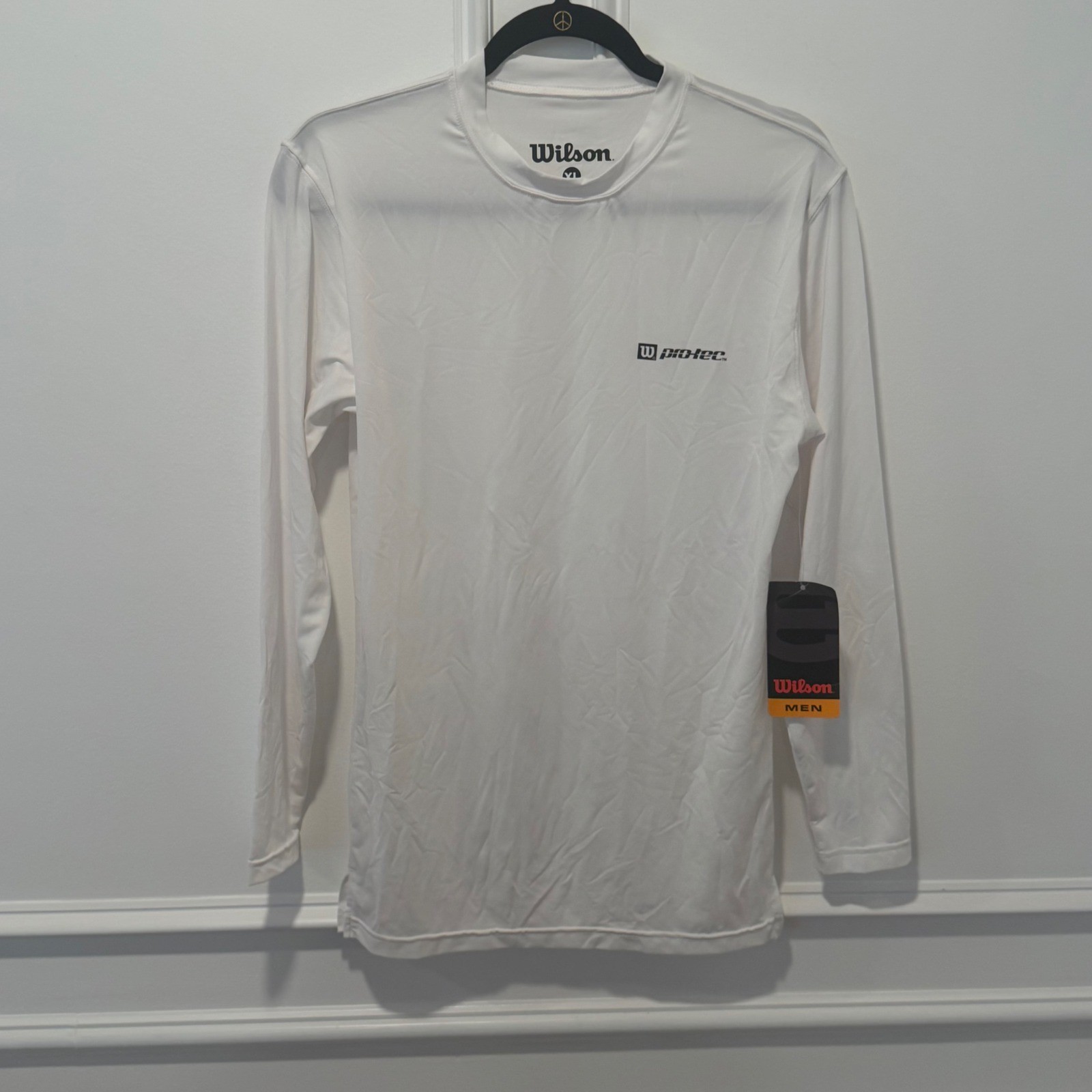 Wilson Pro-Tec Mens XL White Long Sleeve Performance Athletic Shirt NWT gallery