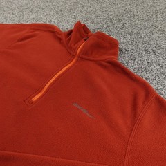 Eddie Bauer Pullover Mens M Orange 1/4 Zip Polartec Fleece Outdoor Hiking Trail